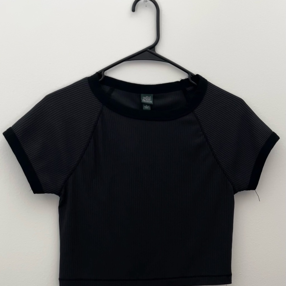 Wild Fable Grey Short Sleeve Crop Top